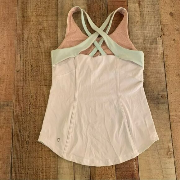 Ivivva girls white and blue tank with cross back detail - 14 - Picture 3 of 6